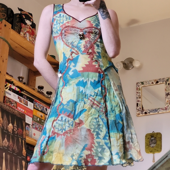 Shirt Passion Italia strappy asymmetrical midi dress Y2K- size large - Picture 6 of 7